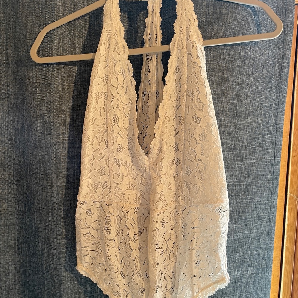 Free people white lace bodysuit (size M)